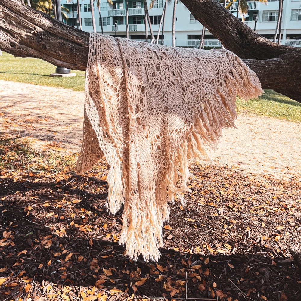 Crocheted square shawl